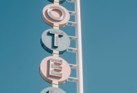 Wallpaper White and Teal Metal Motel Signage