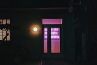 Wallpaper Lighted Orange Outdoor Lamp at Night