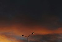 Wallpaper Black Street Light Under Orange and Blue Sky