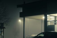 Wallpaper Night Car Parked Outside Building