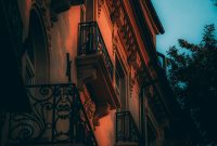 Wallpaper Building with Balconies and Trees