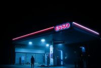 Wallpaper Gas Station Night Lights